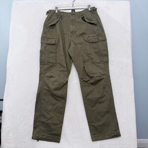 Gap Cargo Pants Mens 30x32 (31x30) Green Military Hiking Relaxed Outdoor Canvas